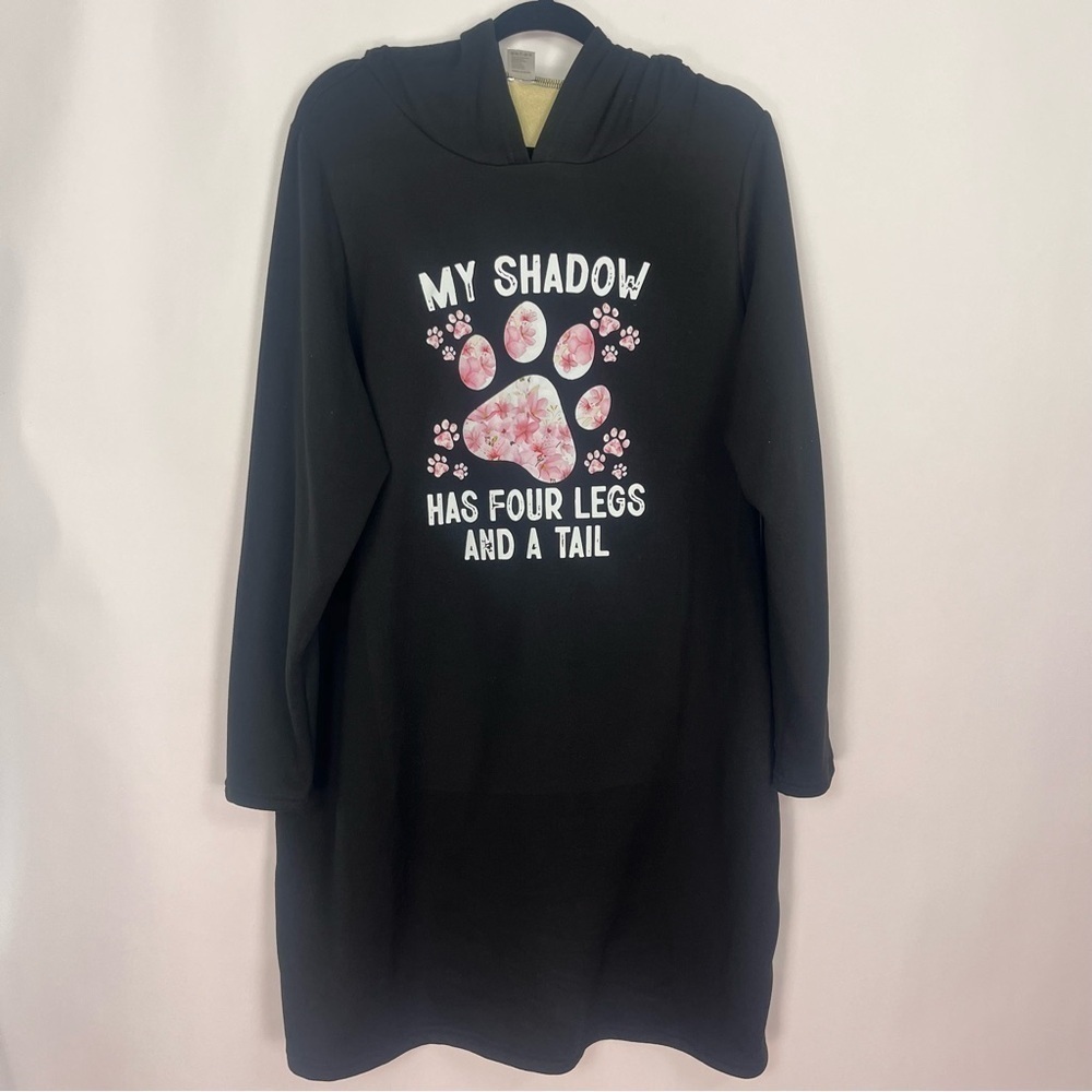 Women’s Dog Puppy Hooded Sweatshirt Tunic Dress Loungewear Top Sz 1XL